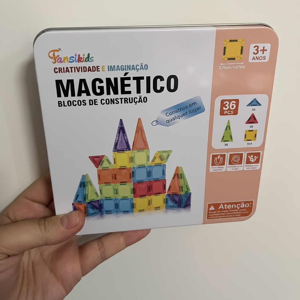 Blocos Magnéticos de Construção - 36 Peças