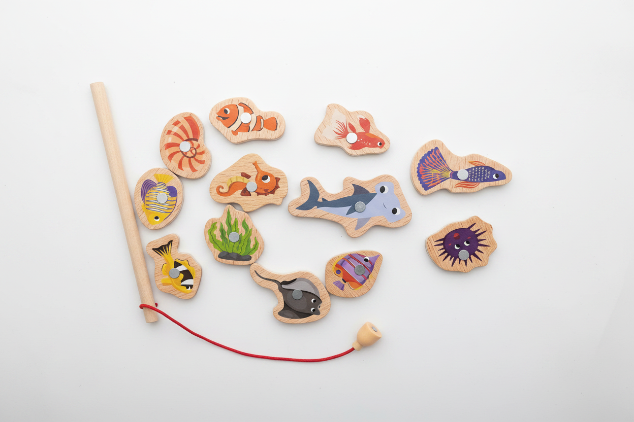 Jogo de Pesca Magnética - 12 Animais Marinhos