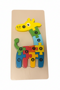 Quebra-Cabeça Girafa - Numérico de Madeira